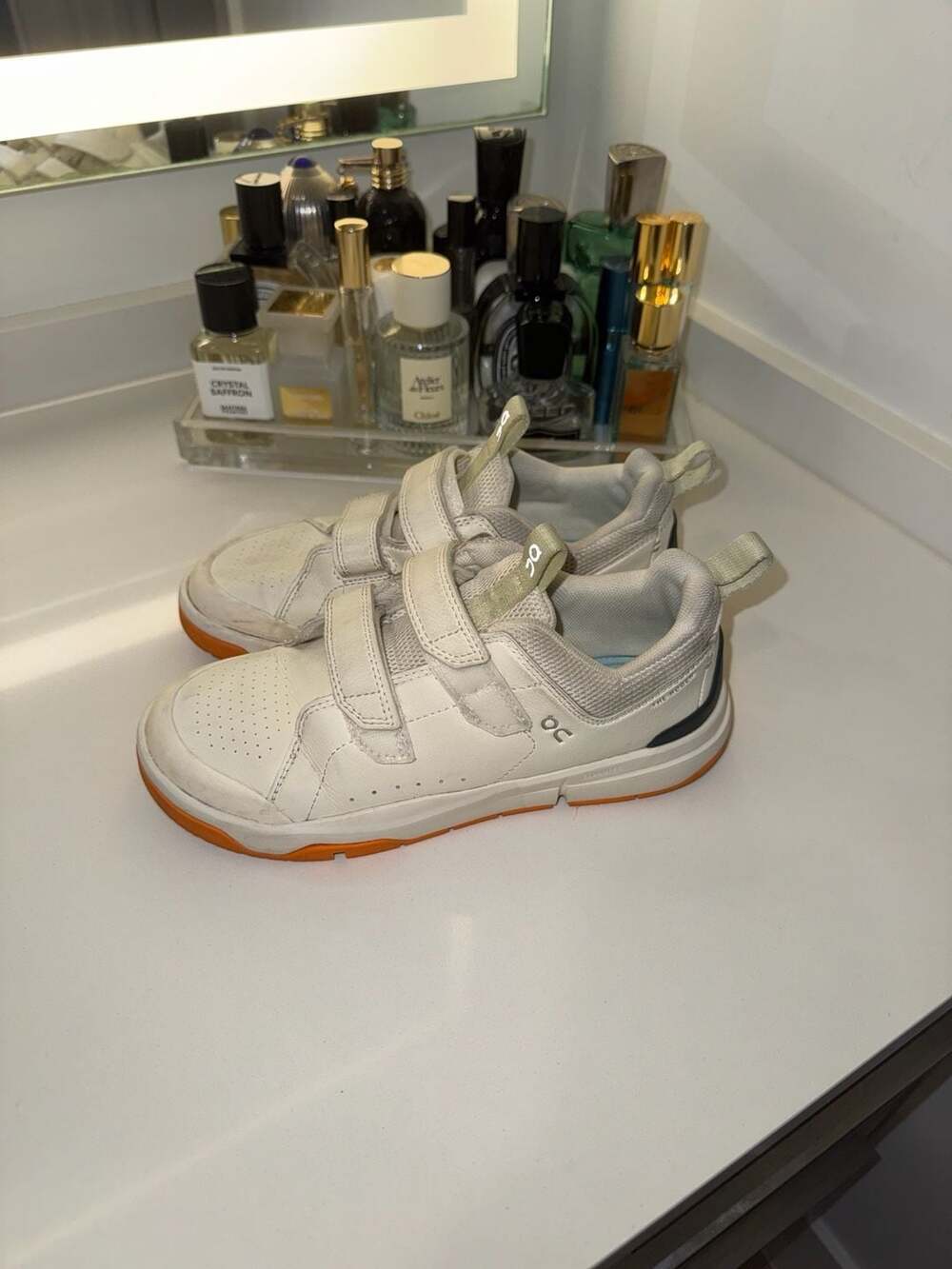 On The Roger Kids Sneakers White Orange